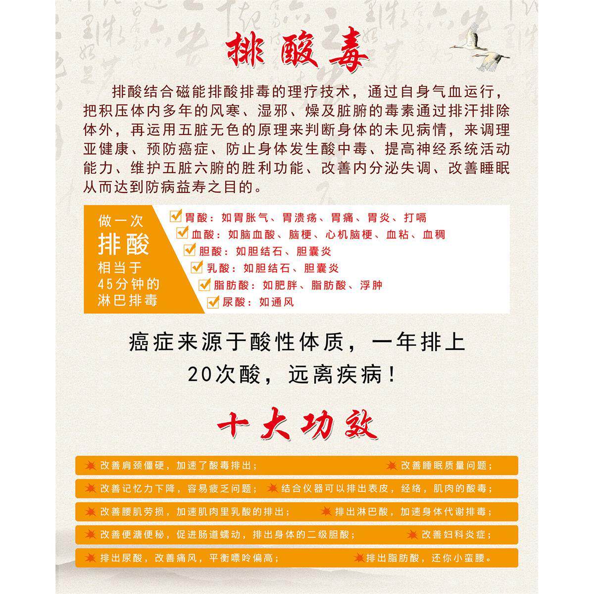 排湿排酸排毒海报贴画贴纸海报美容院养生馆中医理疗馆墙面装饰画