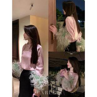 重工挑染羽毛盘扣收腰国风衬衫 新中式 2024年春季 白日焰火