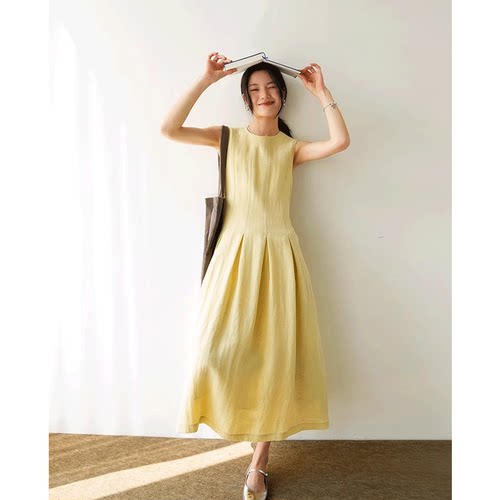 优雅Lady亚麻透气褶饰系