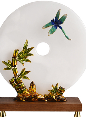 新中式玉石平安扣摆件客厅酒柜装饰品办公室领导高档乔迁新居礼品