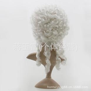 演出道具派对表演舞会假发法官帽公爵式法官假发(白色)律师帽假发