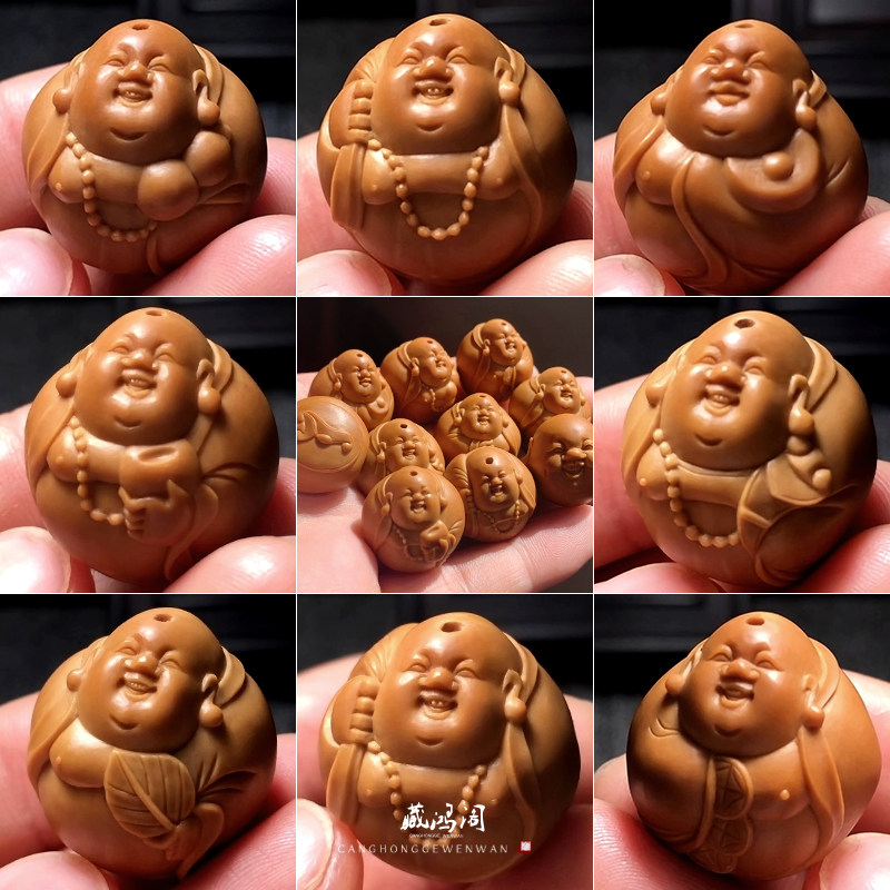 好货苏工橄榄核雕刻弥勒财神关公手串手工雕刻橄榄核胡文玩佛珠手