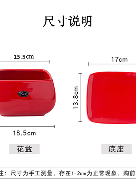 创意长方形花盆陶瓷北欧简约客厅阳台绿萝蝴蝶兰花盆红黄色带托盘