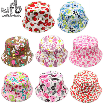 好货Retail 2-6years sunbonnet sun hats printing Fisherman ca