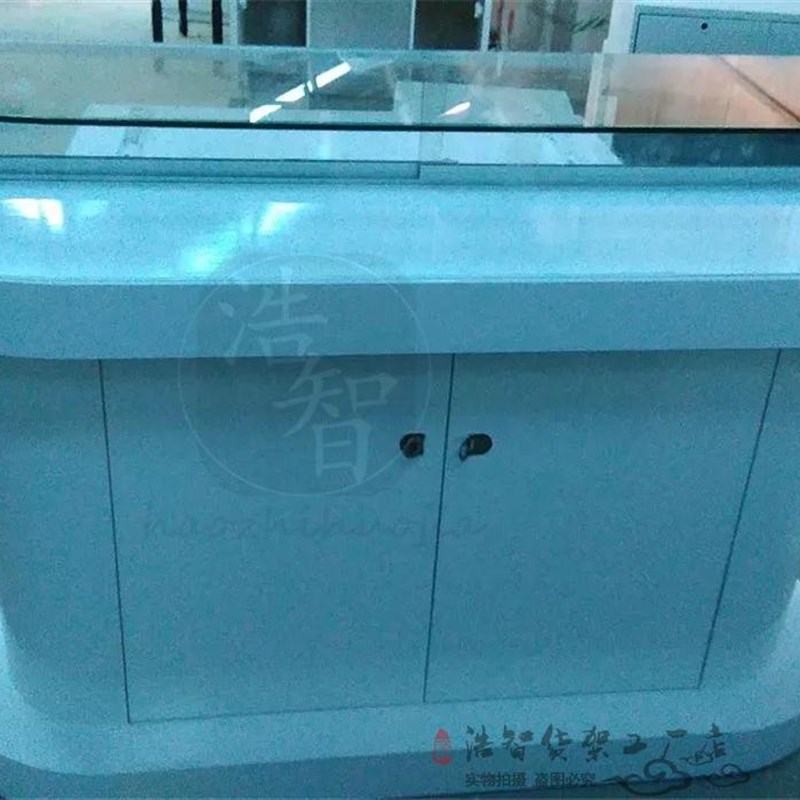 木制珠宝展柜弧形展示柜圆形中岛柜首饰饰品玻璃柜台样品柜陈列柜