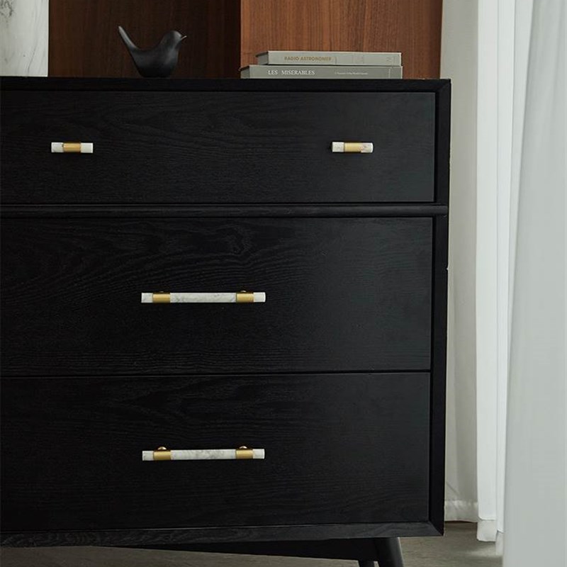 大理石黄铜长拉手现代简约北欧抽屉整体橱柜鞋柜轻奢美式衣柜门长