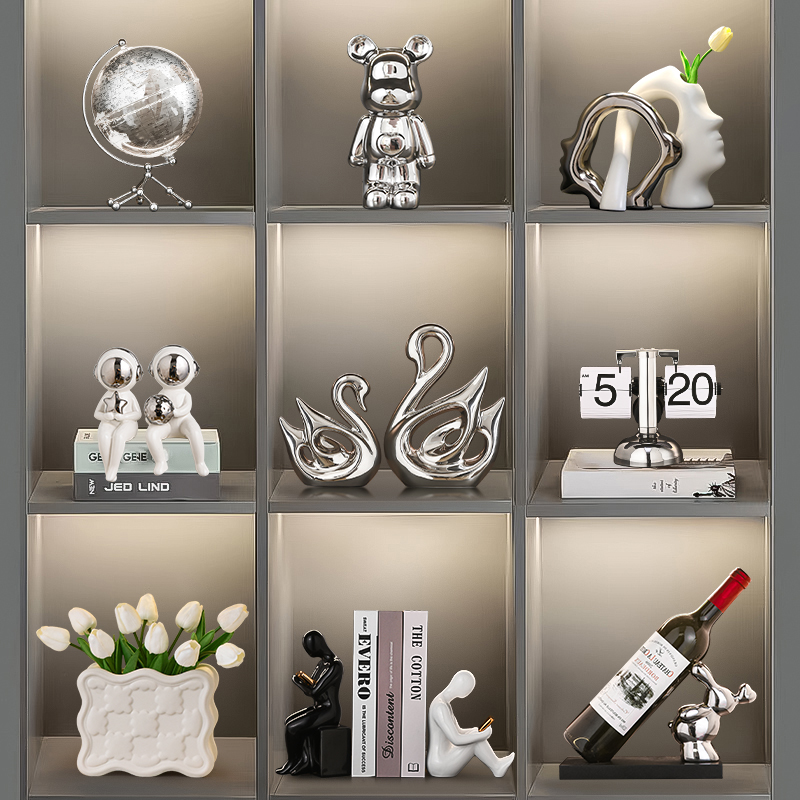 北欧风2023新款客厅酒柜餐边柜装饰品摆件轻奢高档乔迁新居礼品
