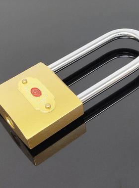 挂锁仿铜长梁挂锁黄色金色挂锁箱包橱柜小锁仓库大门锁上钢牌加厚