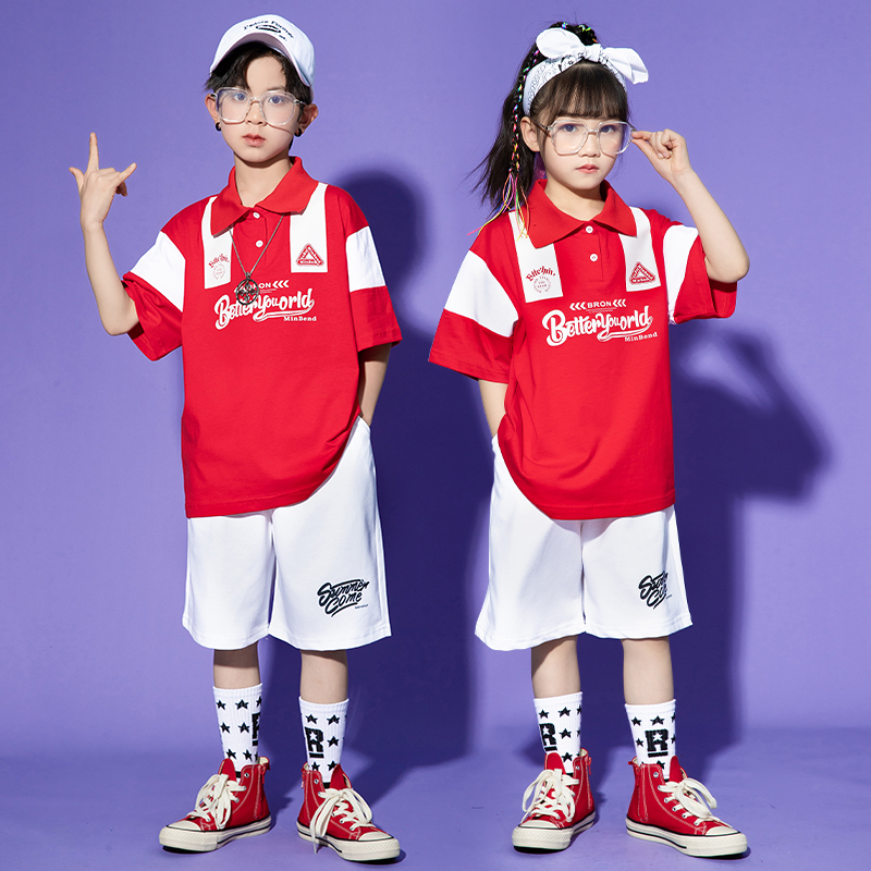 街舞表演服套装幼儿hiphop潮服男孩嘻哈架子鼓演出服女孩爵士服装