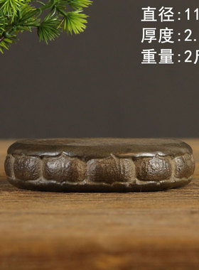 好货复古中式石雕青石花瓣月饼多棱多边形隔热杯垫壶承石头小摆件