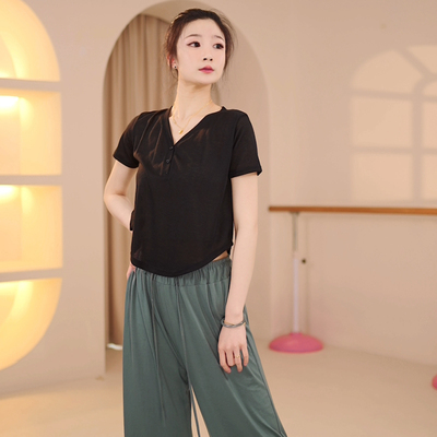 舞蹈服上衣女夏季现代宽松罩衫中国古典成人练功跳舞专用2023新款