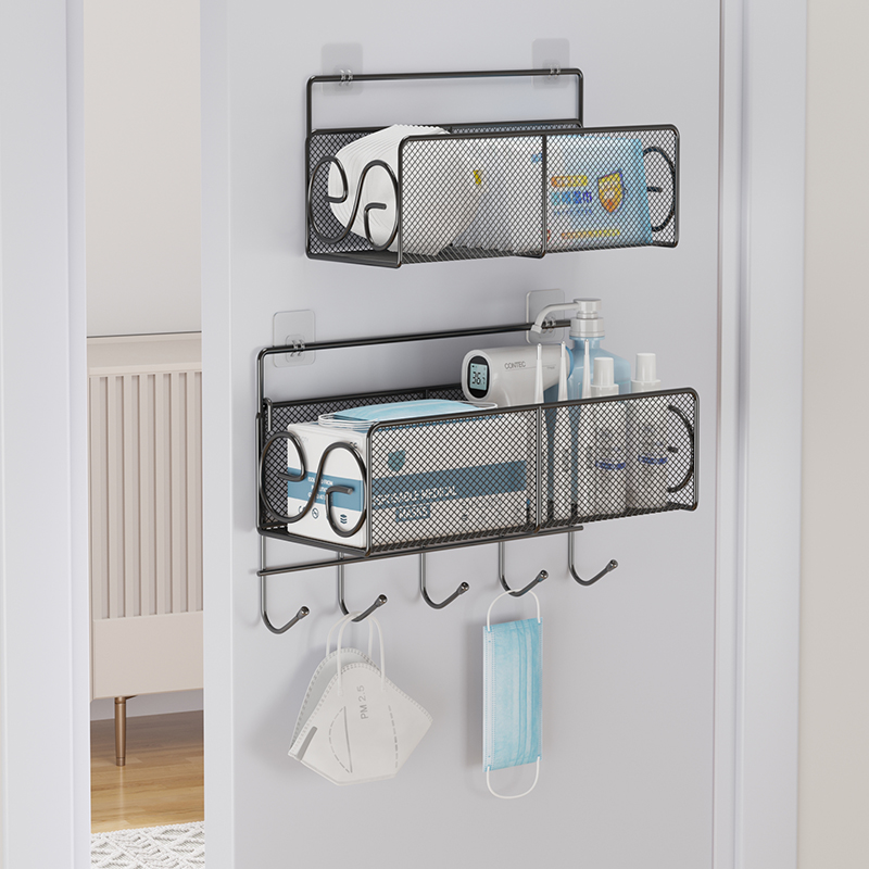 口罩收纳盒壁挂式置物架放门口墙上免打孔家用收纳盒挂墙收纳架子