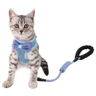 Cat Leash Harness Set Adjustable Bowknot Dog Leash