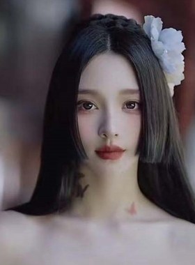 汉唐古风装造清冷氛围感浅蓝色头花发夹国风发饰绢花头饰侧边夹子