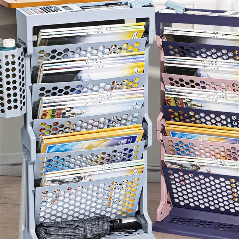 学生教室用放书架网红可移动桌边立式书立架落地书本置物架侧面大