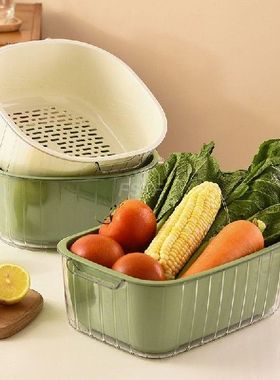 Fruit Basket. Plastic Double-layer Transparent Binaural