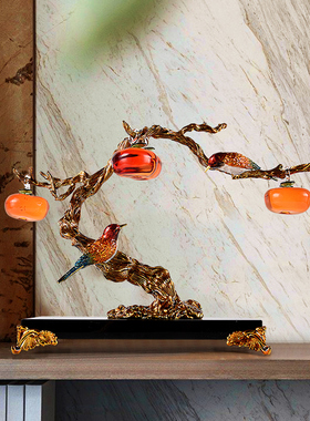 新中式客厅摆件高端大气玉石平安扣家居酒柜电视柜办公室软装饰品