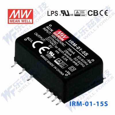 IRM-01-15S台湾明纬1W 15V超小型AC-DC模块电源67mA SMD贴片型