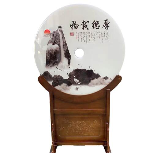 天然玉石屏风隔断平安扣乔迁送礼落地摆件石头客厅玄关阿富汗玉