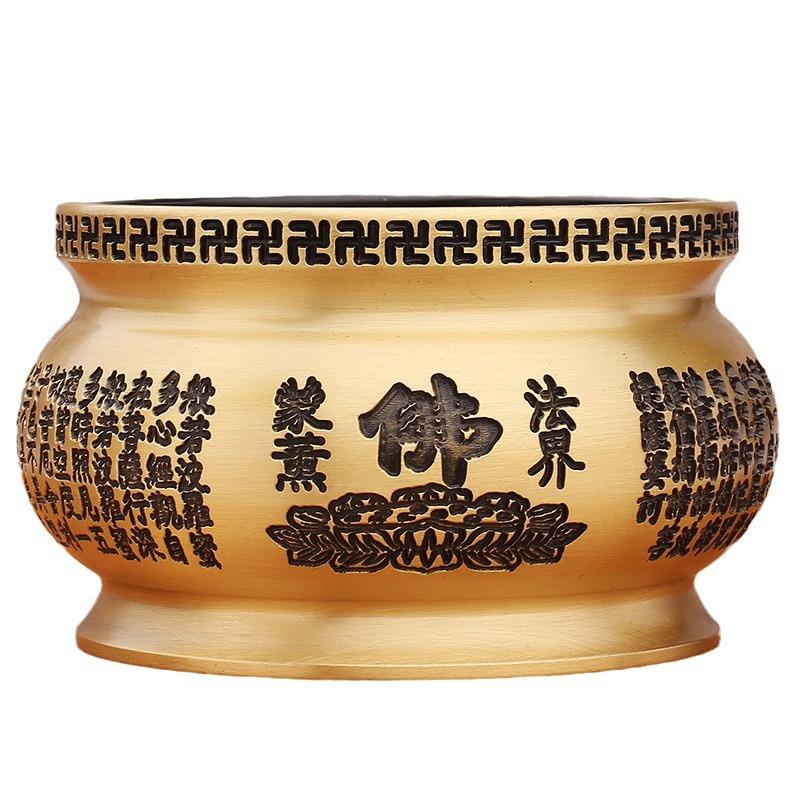 黄铜心经香炉仿古荷花檀香香炉祠堂寺庙供奉香炉佛堂佛具摆件