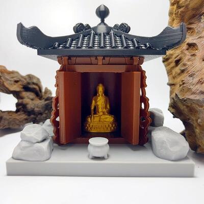 黑神话土地庙摆件书房假山水陆缸鱼缸微景观庭院盆景中式古建筑