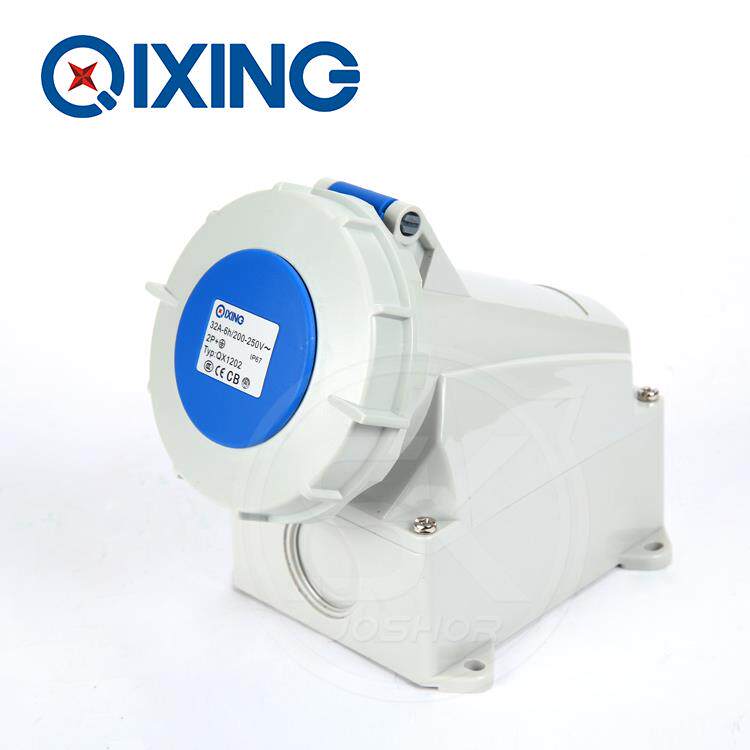 3芯32A明装固定墙壁工业防水插座QX1202 电源连接母插头2P+E 220V