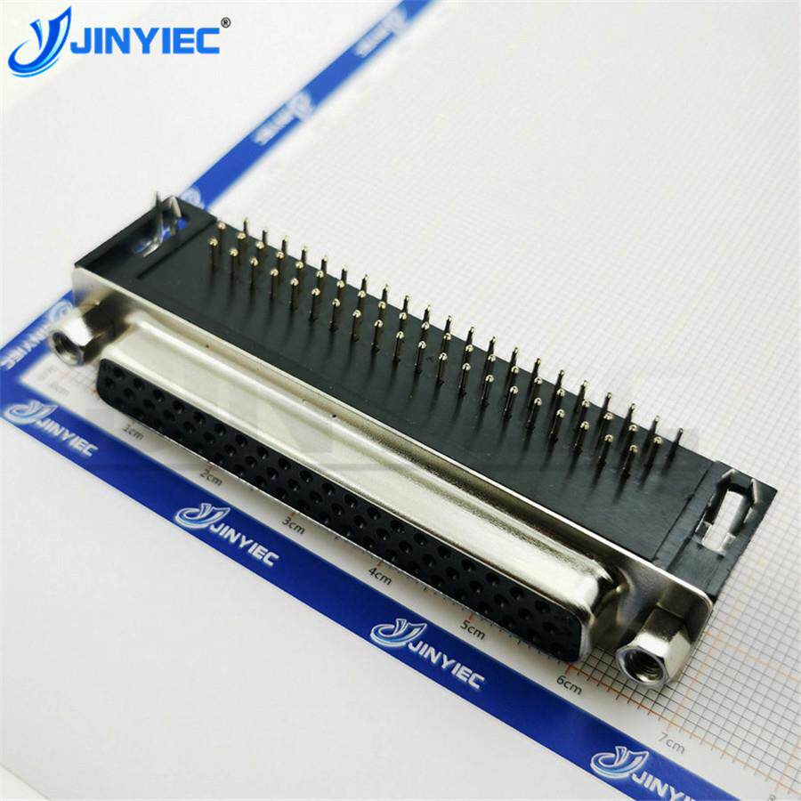 HDR62 62针/芯 母头 母座 RS232串口 全金三排插板 90度弯脚叉锁