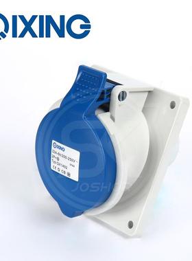 启星科技工业插座QX1492 3P32A防水工业斜插座 IP44 220V 2P+E