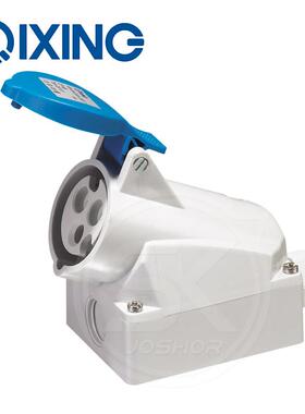 启星3P16A明装工业插座QX101 墙壁固定安装防水插座插头2P+E IP44