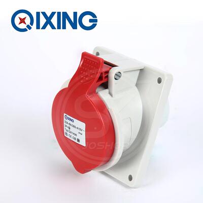 TYP:QX1496面板式工业插座 三相4孔32A工业斜插座 IP44 380V 3P+E