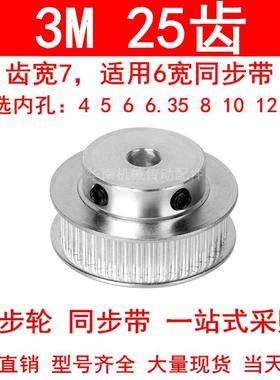 同步轮3M25齿BF齿宽7内孔4 5 6 6.35 8 10 12同步带轮HTPA253M060