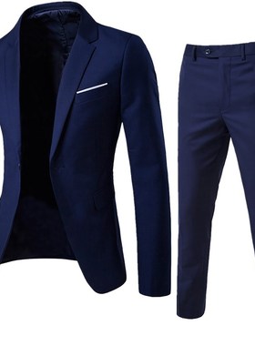 Men Spring 2 Pieces Classic Blazers Suit Sets Men Business B