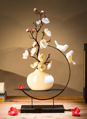 新中式禅意摆件客厅酒柜装饰品电视柜博古架书房家居饰品腊梅花瓶