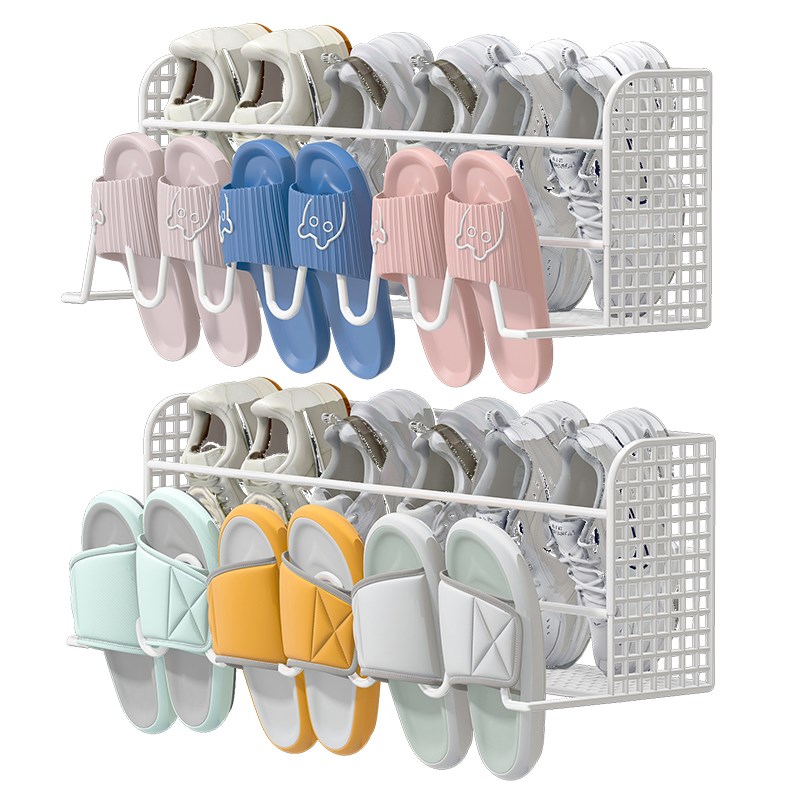 家用门后鞋架浴室门口简易壁挂式拖鞋架室内分层鞋子收纳架免打孔