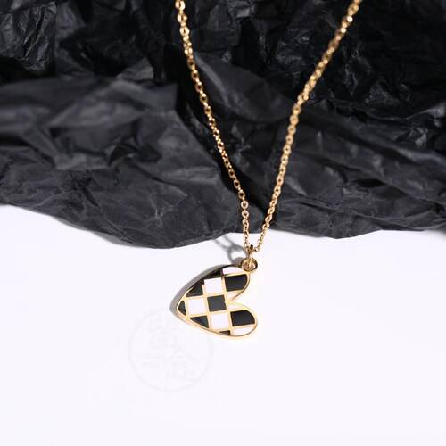好货-Niche design sense ins chessboard black and white peach