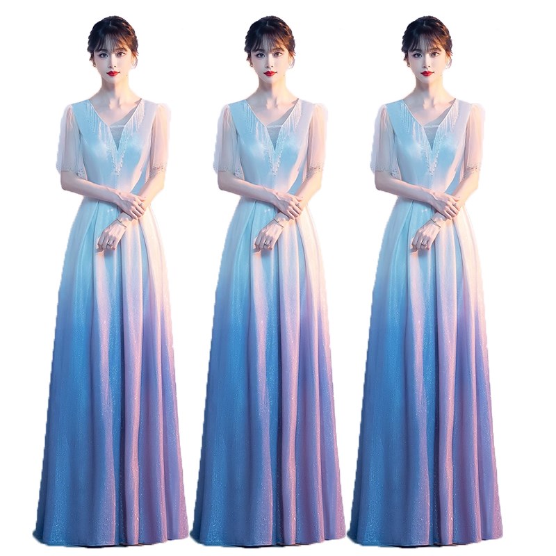 大合唱服演出服女新款长裙合唱团舞台演出服装红歌朗诵比赛礼服裙