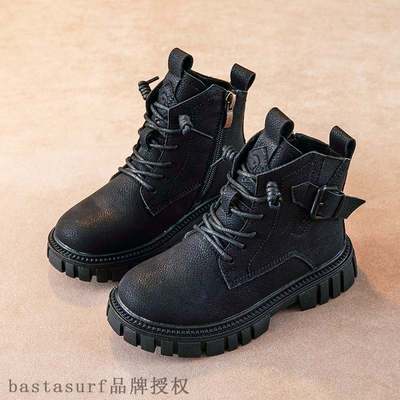 Boys Martin boots 2021 autumn winter new leather Plush chi