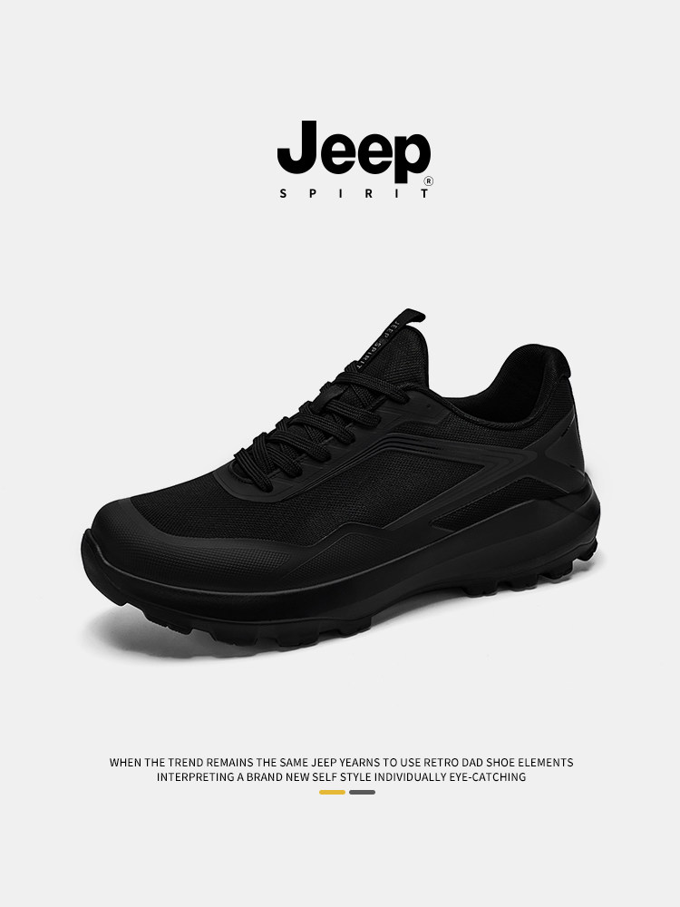 Jeep kişi idman ayaqqabısı, yüngül və nəfəs alan, qara