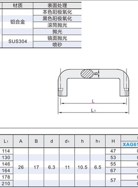 XAG63 XAG62 XAG61-L100/L116/L132/L150/L164/L194 怡合达拉手