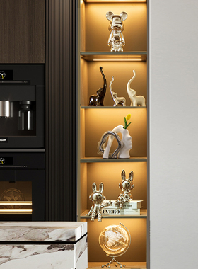 速发轻奢风熊艺柜装饰品摆件套装高档客厅电视柜架酒红家居工酒品