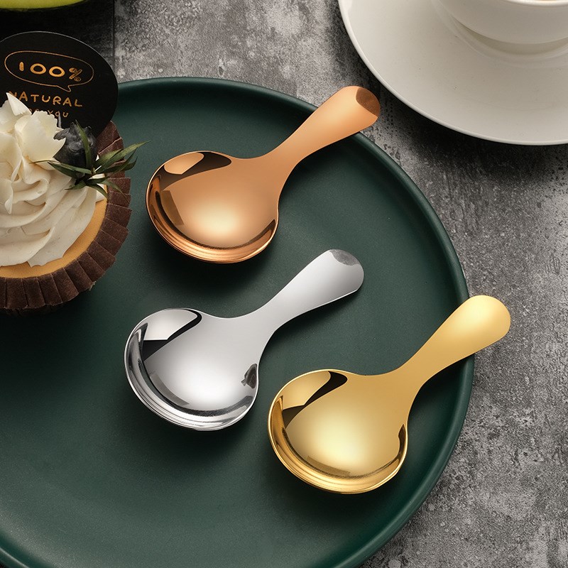 速发勺4不锈钢短柄勺子小汤勺迷你圆勺便叶匙调料0茶携学生儿童餐