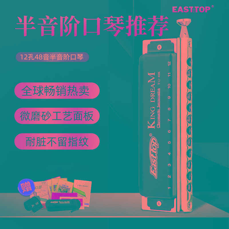 金色梦想者12孔半音阶口琴专业演奏初学练习C调T1248K