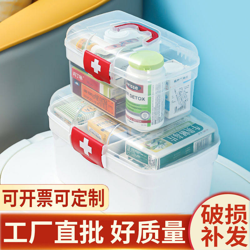 便携小型家用急救箱药药物收纳盒医药箱家庭装家用大容量整理语
