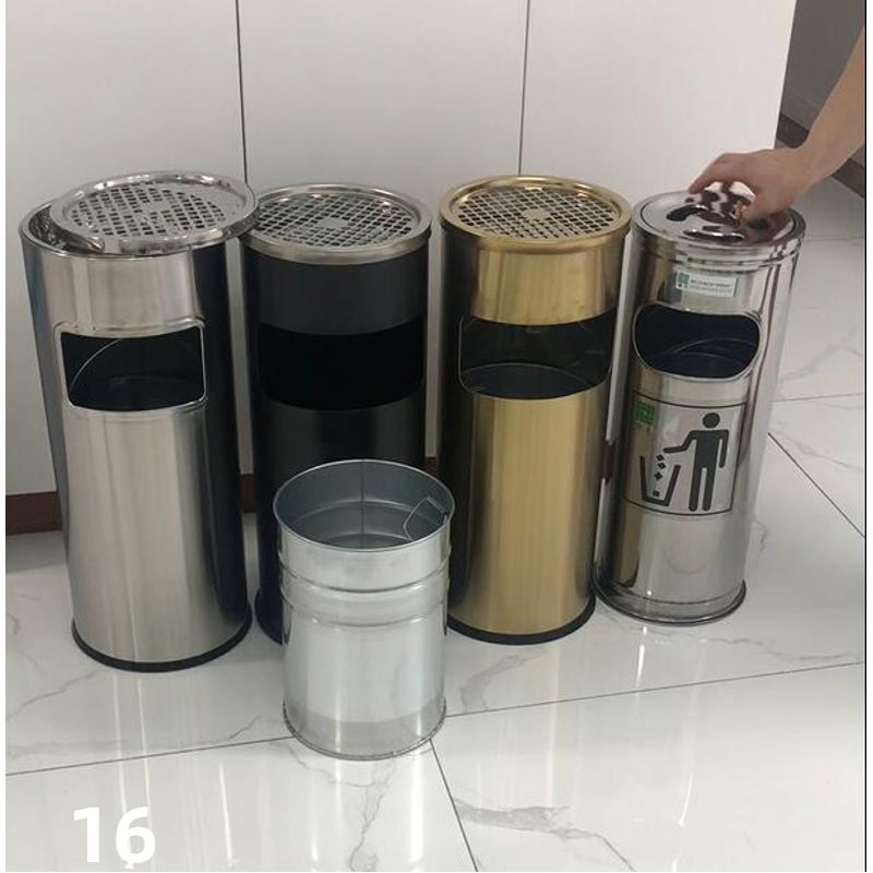 带烟灰缸不锈钢垃圾桶酒店用办公室家用立式大堂果皮筒带内桶大
