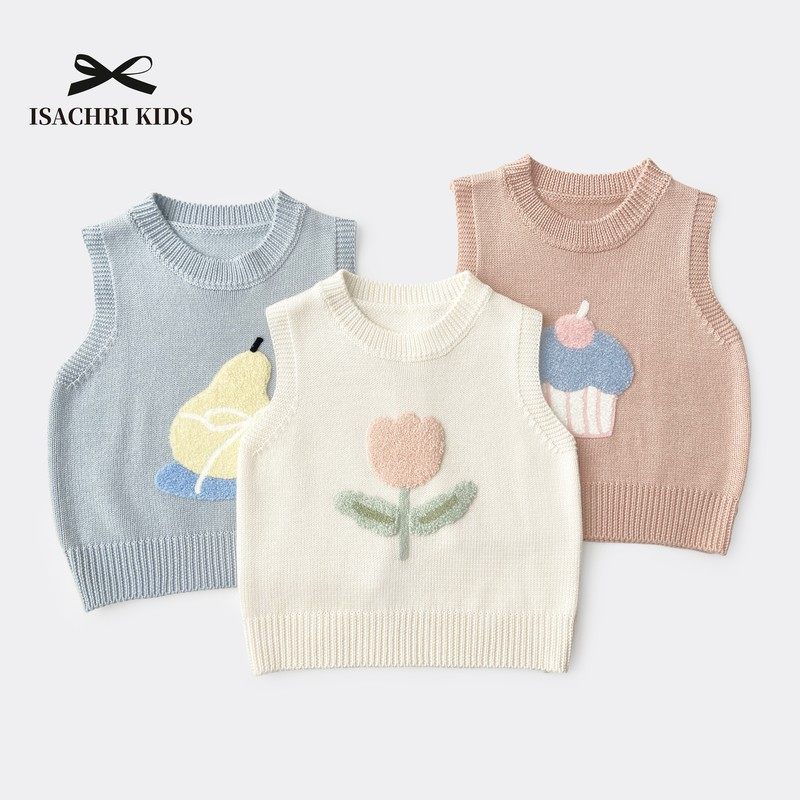 晶晶家【小甜妹 】儿童针织背心春女童装叠穿毛衣马甲女宝IS406