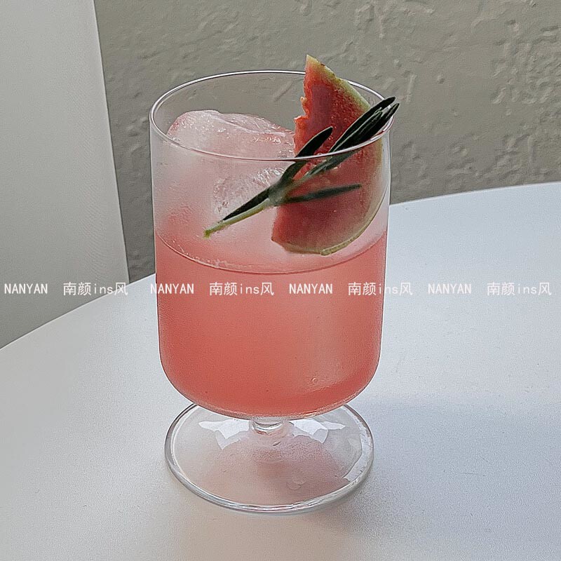 高脚果茶杯玻璃杯网红苏打气泡水杯冷饮杯夏季甜杯果汁饮料杯子