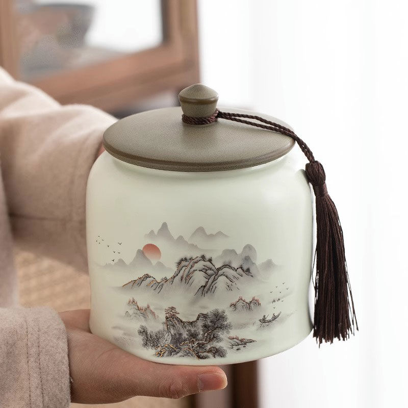 陶瓷茶叶罐储茶罐密封储存罐精高档存茶盒装茶的罐子高端包装盒