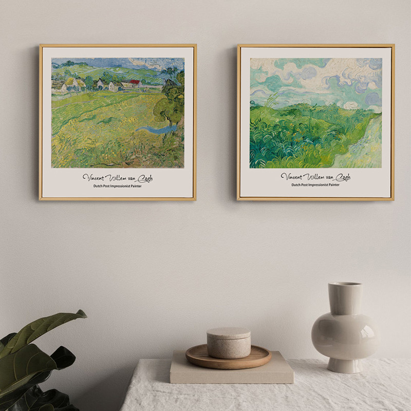 十七艺术梵高莫奈原木风小清新装饰挂画世界名画客厅餐厅小众油画