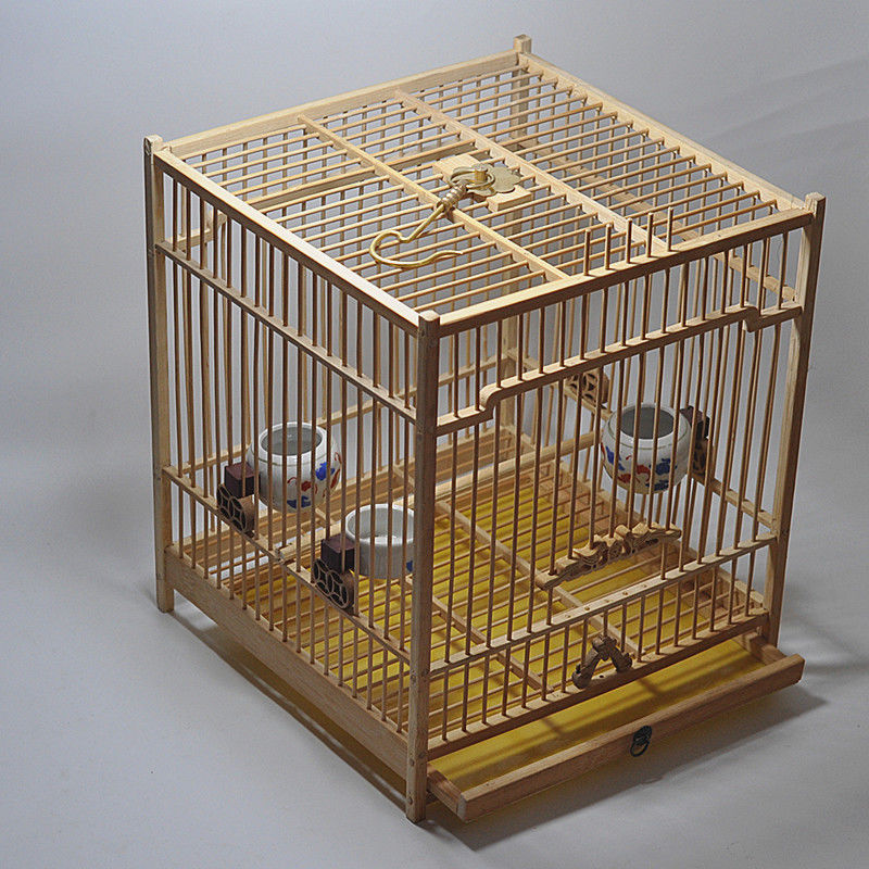 精品手工竹制鸟笼竹子绣眼玉鸟贝子颠颏小型竹制黄豆鸟方笼送配件