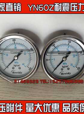 轴向边耐震压力表油压表YN60Z液压油压表0-1.6/4/6/10/16/25MPA